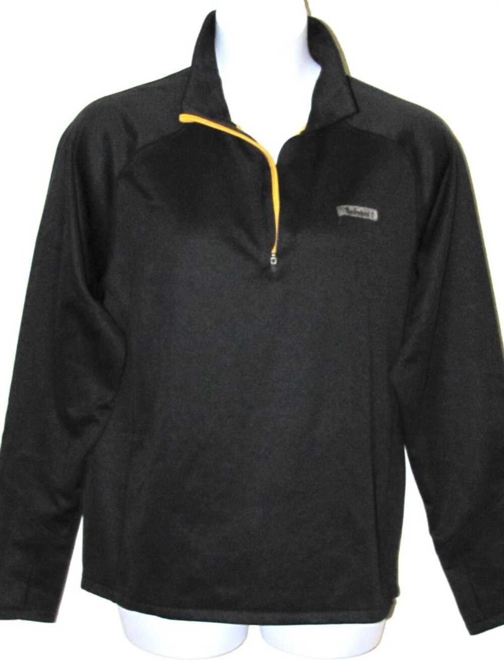 Timberland Men's Pullover Top Medium Black 1/4 Zip Yellow Details Athletic